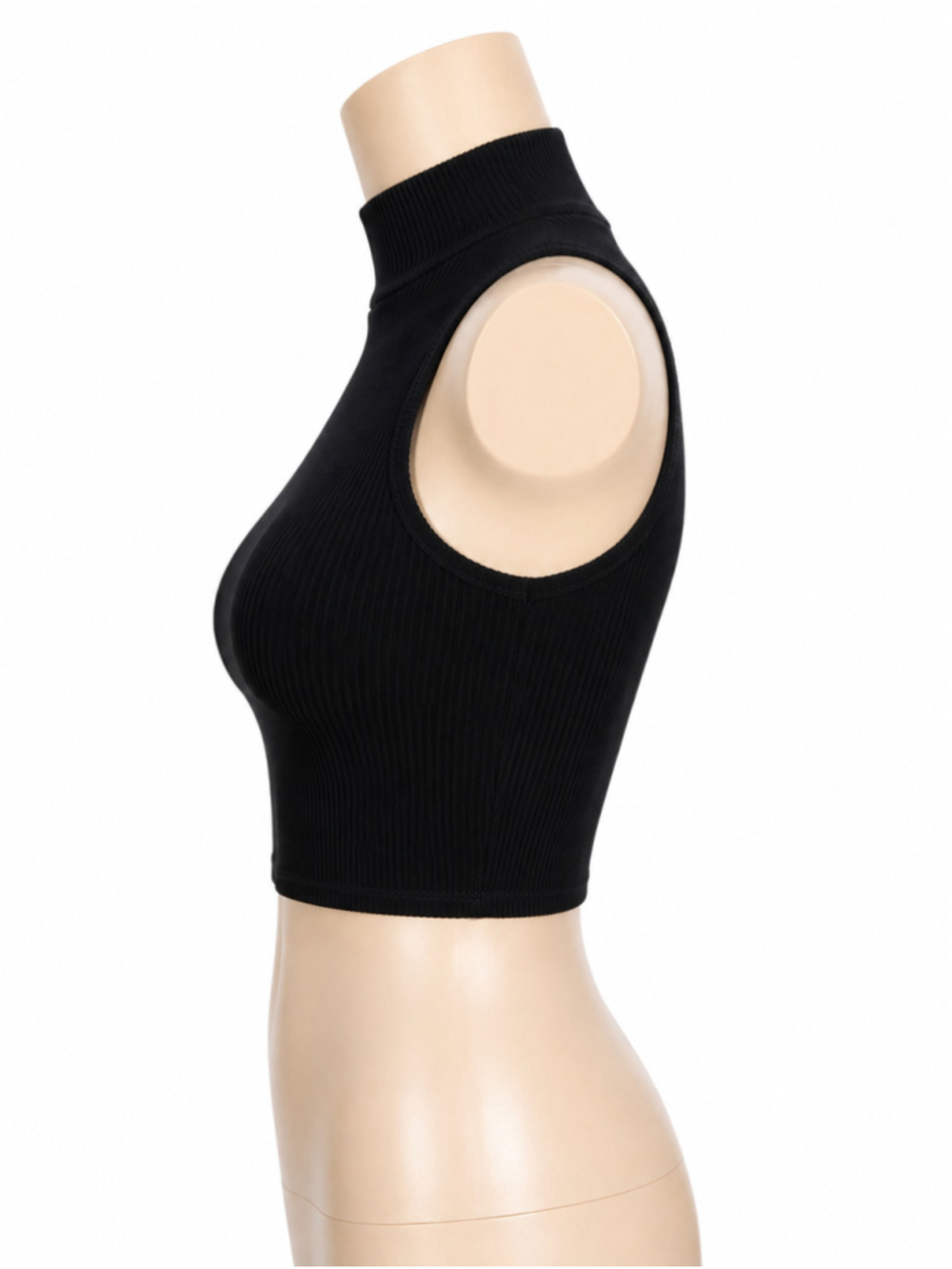 Zara Black Ribbed Mock Neck Sleeveless Crop Top – Size XS/S - Picture 5 of 7